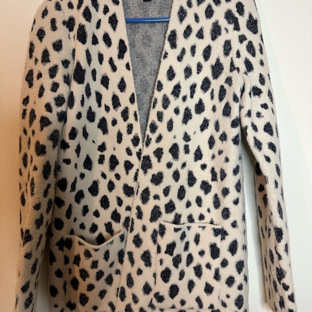Ann Taylor Cream and Black Animal Print Cardigan